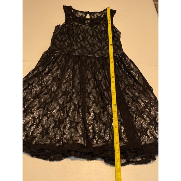 Black Lace Sleeveless Dress With Star Pattern Keyhole Back Zipper Girls XS - Picture 8 of 15